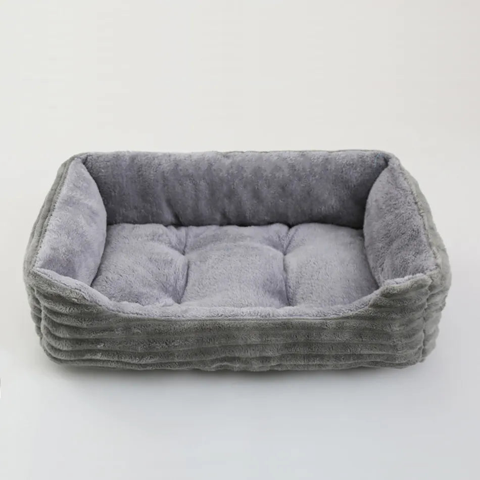 Plush Pet Sofa Bed: Medium Dog Cat Cushion for Calming Comfort - Square Kennel House Accessory