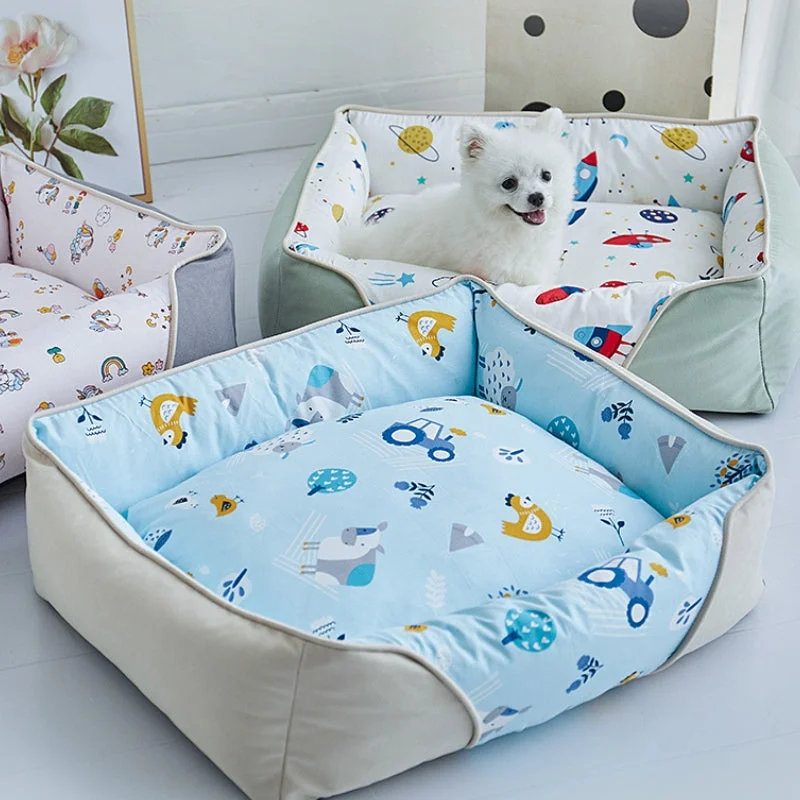 Cartoon Soft Neck Guard Dog Bed