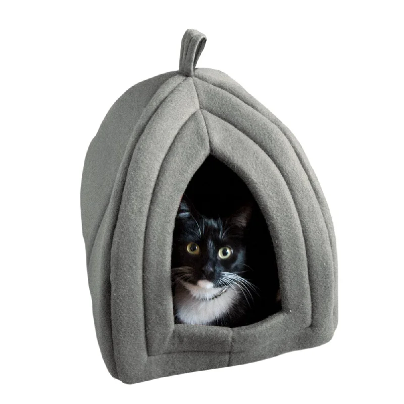 Cat House - Indoor Bed with Removable Foam Cushion - Pet Tent for Puppies, Rabbits, Guinea Pigs, Hedgehogs, and Other Small Animals by PETMAKER (Gray)