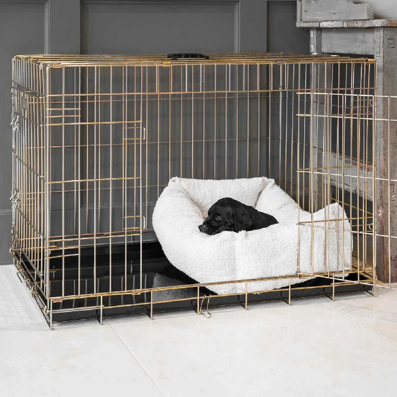 Cozy & Calming Puppy Cage Bed In Ivory Bouclé by Lords & Labradors