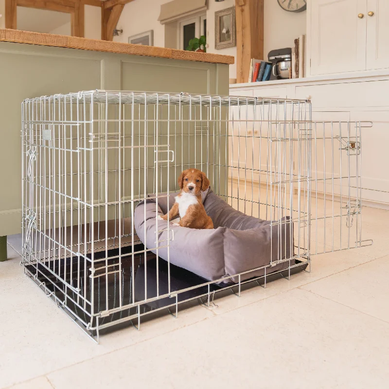 Cosy & Calming Puppy Crate Bed With Removable Covers In Silt Velvet By Lords & Labradors