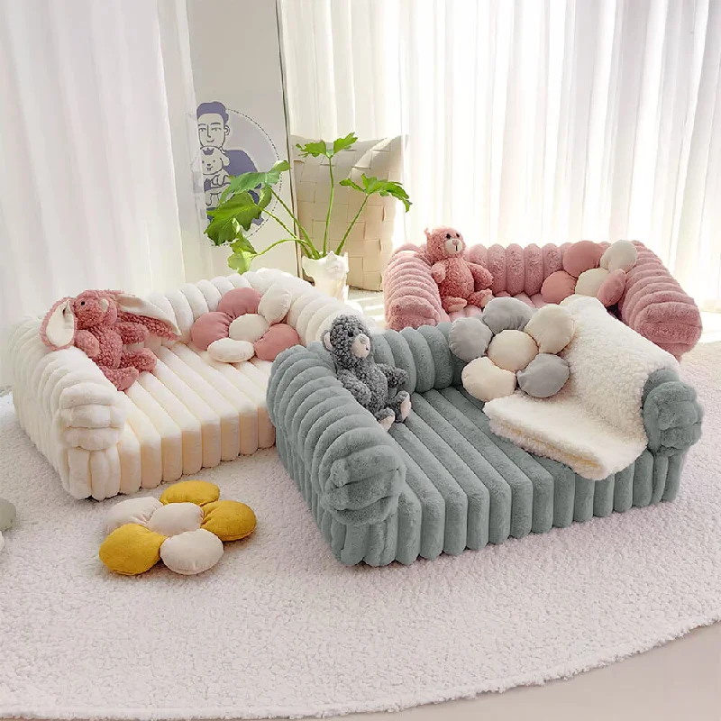 Cream Fluffy Comfort Orthopedic Dog and Cat Sofa Bed