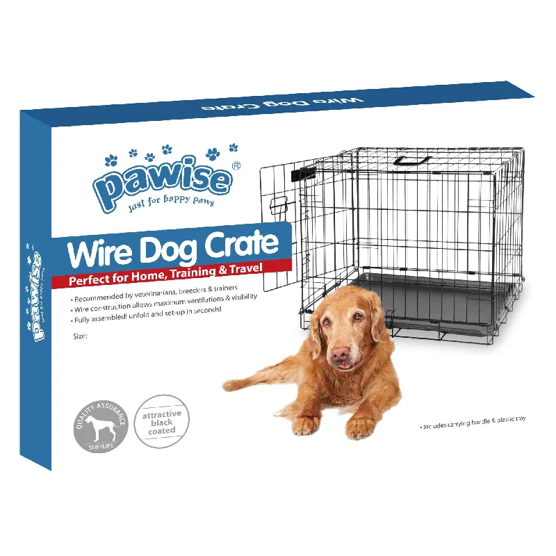 Dog Wire Crate - Portable Collapsible Travel Kennel - Pet Puppy Cage