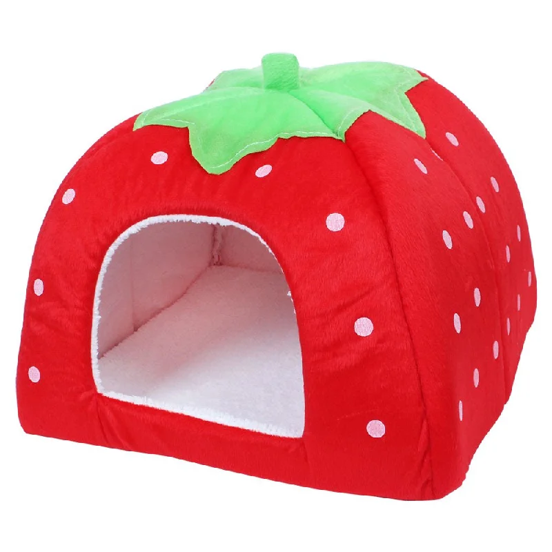 Foldable Strawberry Pet Dog Cat Bed Doggy Kennel House Puppy Basket Pat L