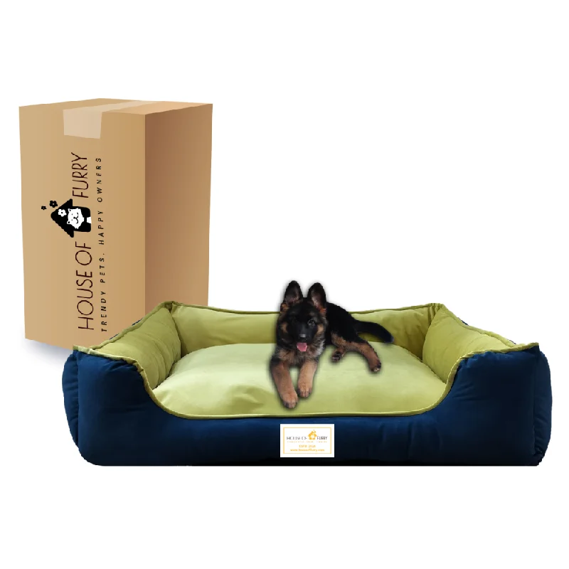 House of Furry Turkish Velvet Bolster Oliver Bed for Dogs and Cats (Multicolor)