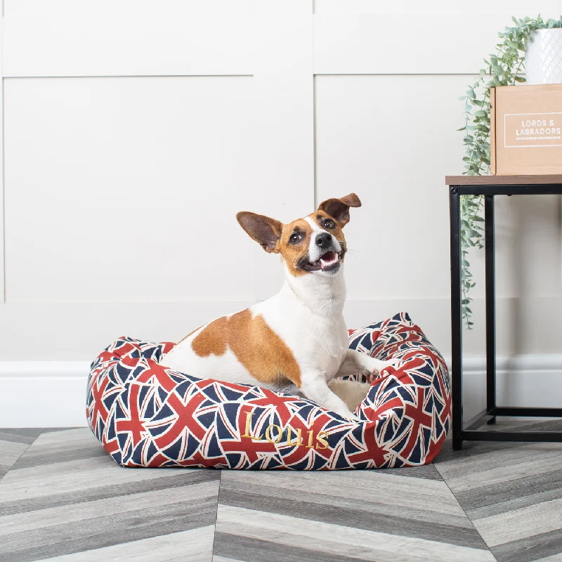 Cozy & Calming Puppy Cage Bed in Union Jack by Lords & Labradors