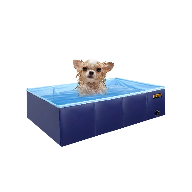 Outdoor Rectangular Swimming Pool Bathing Tub - Portable Foldable - Small - Blue