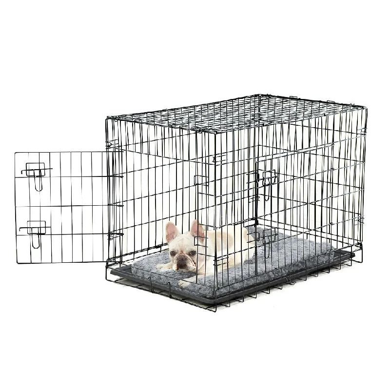 PaWz Pet Dog Cage Crate Metal Carrier Portable Kennel With Bed 30"