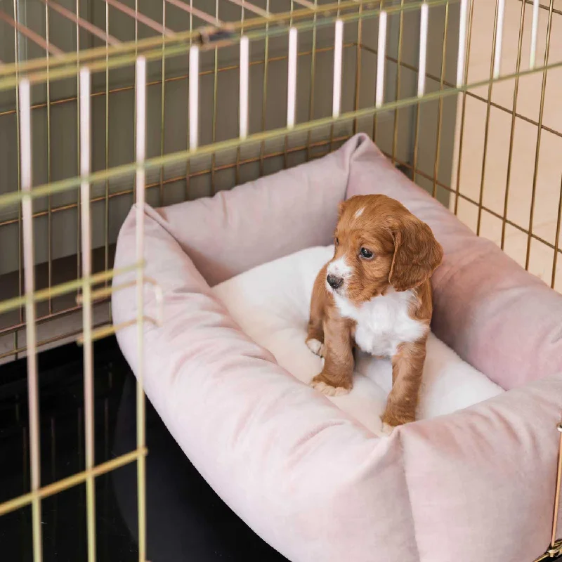 Personalised Cosy & Calming Puppy Crate Bed In Blossom Velvet By Lords & Labradors