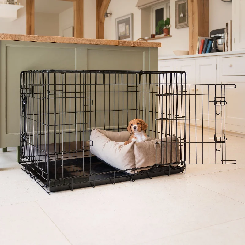 Personalised Cosy & Calming Puppy Crate Bed In Clay Velvet By Lords & Labradors