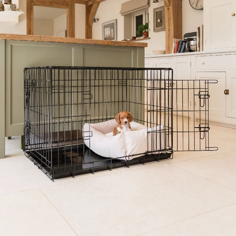 Personalised Cosy & Calming Puppy Crate Bed In Oyster Velvet By Lords & Labradors