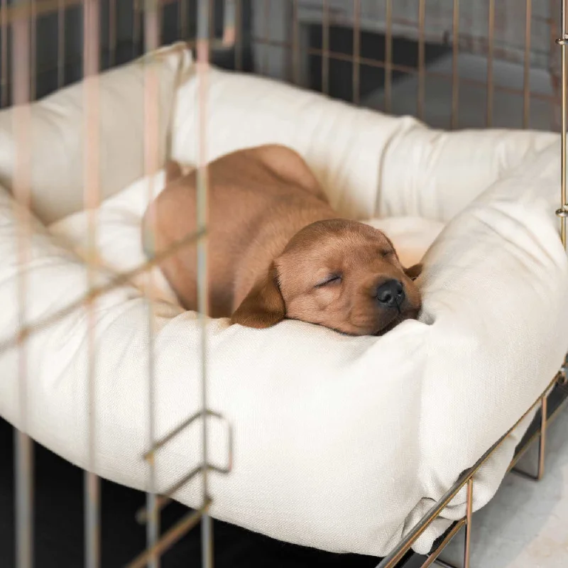 Personalised Cosy & Calming Puppy Crate Bed in Savanna Bone by Lords & Labradors