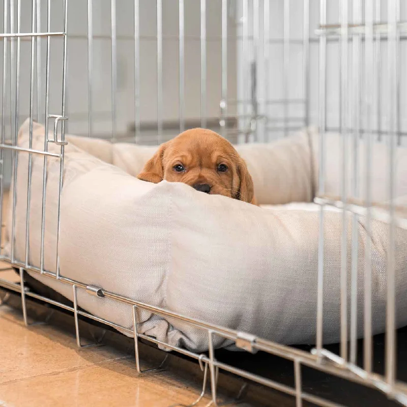 Personalised Cosy & Calming Puppy Crate Bed in Savanna Oatmeal by Lords & Labradors