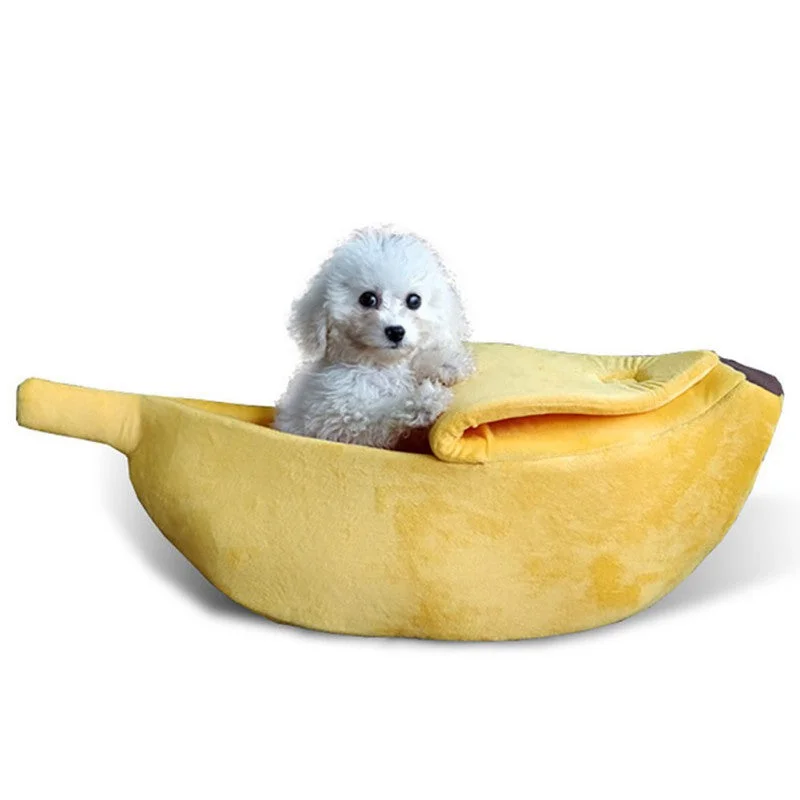 Pet Cat Bed House Cute Banana, Warm Soft Punny Dogs Sofa Sleeping Playing Resting Bed, Lovely Pet Supplies for Cats Kittens Rabbit Small Dogs