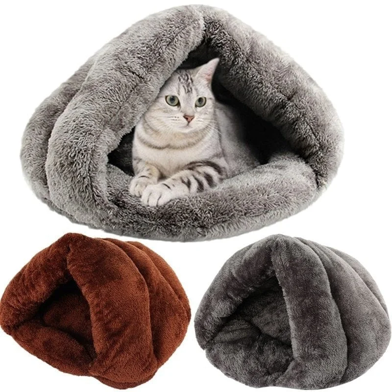 Willstar Pet Cat Dog Nest Bed Puppy Soft Warm Cave House Winter Sleeping Bag Mat Pad-Gray