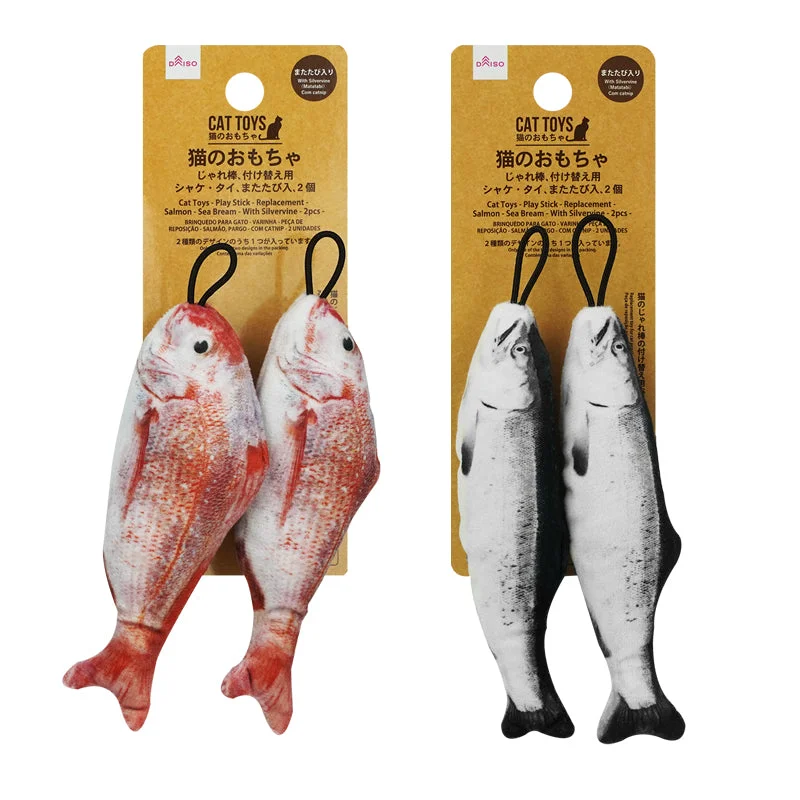 Cat Toys Play Stick Replacement Salmon Sea Bream with Silvervine