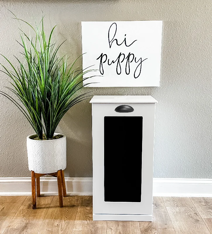 Single style pet food storage in white  with a chalkboard front