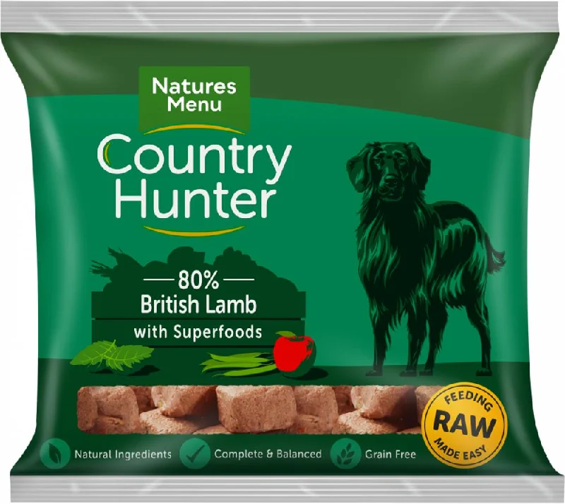 NATURES MENU COUNTRY HUNTER RAW NUGGETS  BRITISH LAMB  WITH SUPERFOODS FOR ADULT DOGS 1kg