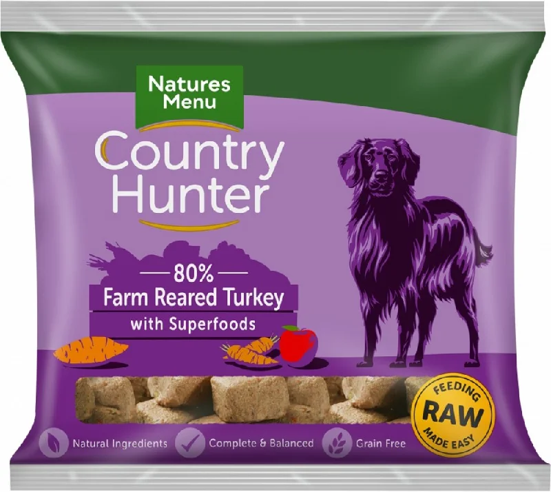 NATURES MENU COUNTRY HUNTER RAW NUGGETS  FARM REARED 80/20 TURKEY WITH SUPERFOODS FOR DOGS 1 KG