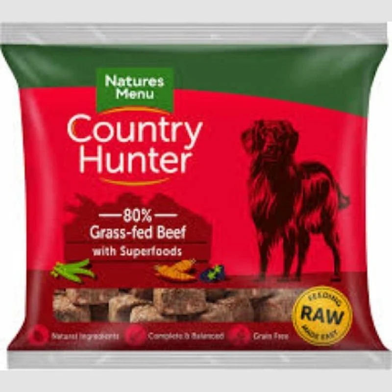 NATURES MENU COUNTRY HUNTER RAW NUGGETS  80/20 GRASS-FED BEEF  WITH SUPERFOOD  FOR ADULT DOGS 1KG