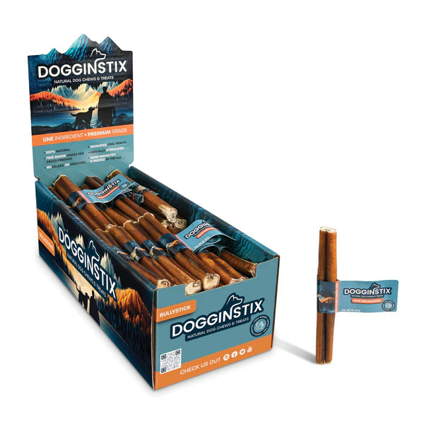 DOGGINSTIX Bully Sticks 6" Jumbo Natural Dog Chews & Treats