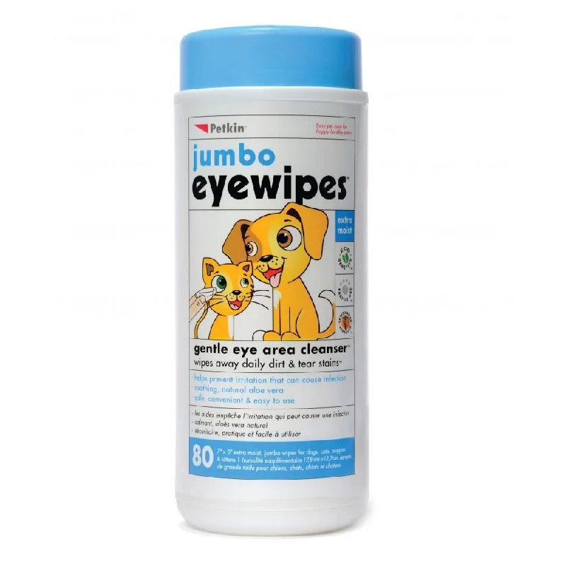 Petkin Jumbo Eye Wipes 80 Wipe Tub