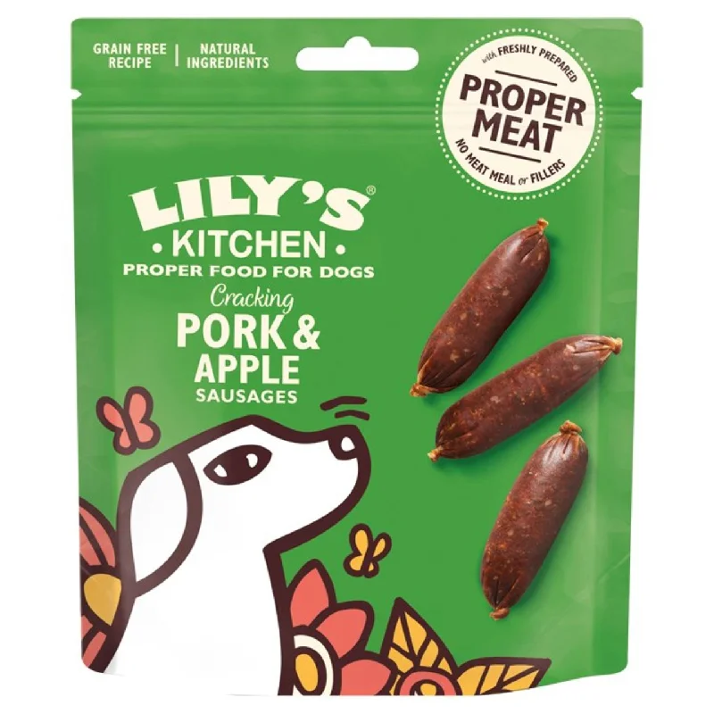 Lily's Kitchen Dog Meaty Treats Cracking Pork and Apple Sausages 70g