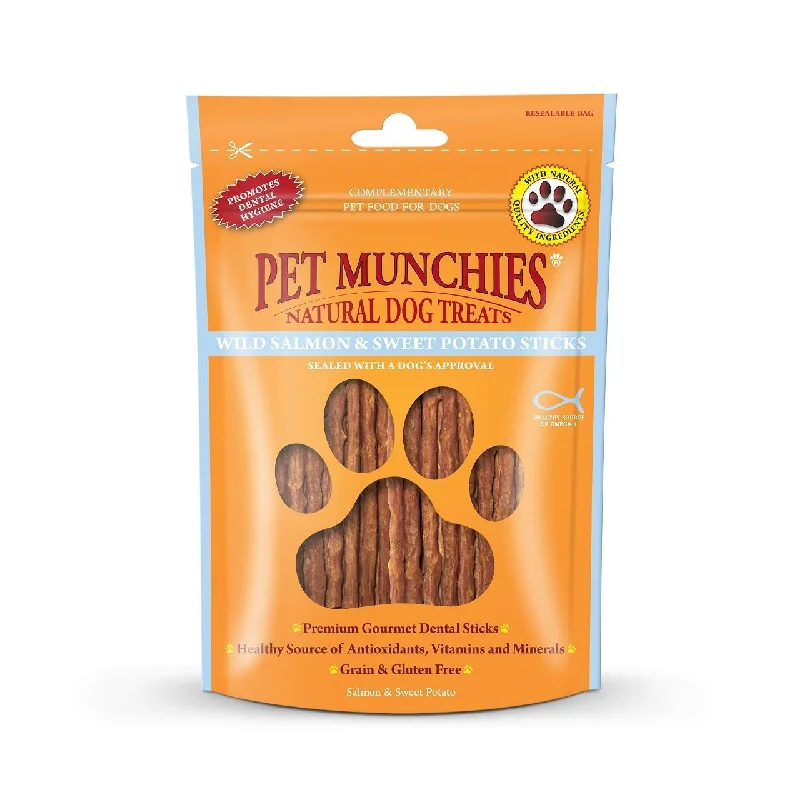 Pet Munchies Wild Salmon & Sweet Potato Stick Dog Treats 90g