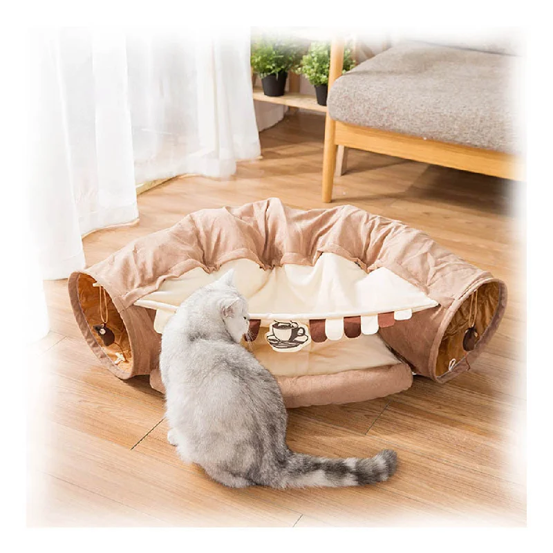 PAWS ASIA Supplier New Hot Sale Foldable Macrame Matcha Color Cat Bed Tunnel Toy