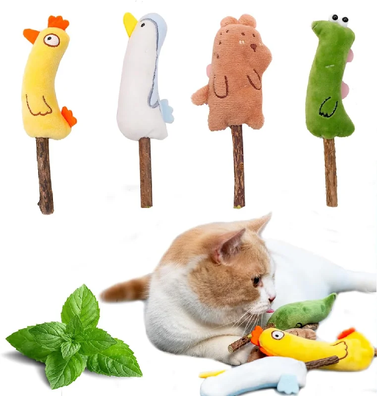 4-Piece Catnip & Valerian Toy Set for Cats