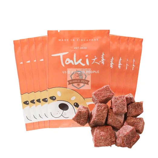 Taki Sanchoku Wagyu Beef Cubes Grain-Free Freeze-Dried Treats For Cats & Dogs (10 Packets) 90g