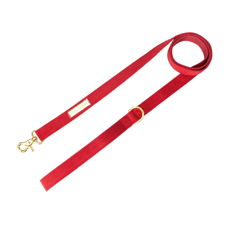 Frenchiestore Dog Luxury Leash | RED WHITE FURRY