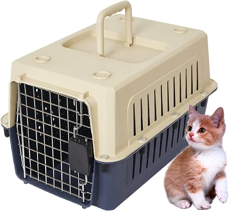 Large Portable Pet Carriers Kennel Crate Airline Approved Kitty Travel Cage for Puppy Bunny Cats, Blue