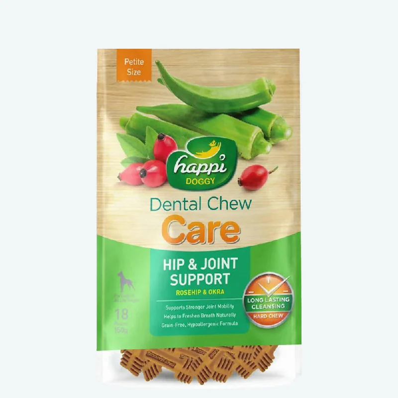 Happi Doggy Dental Chew Care Hip & Joint Support Rosehip & Okra Petite